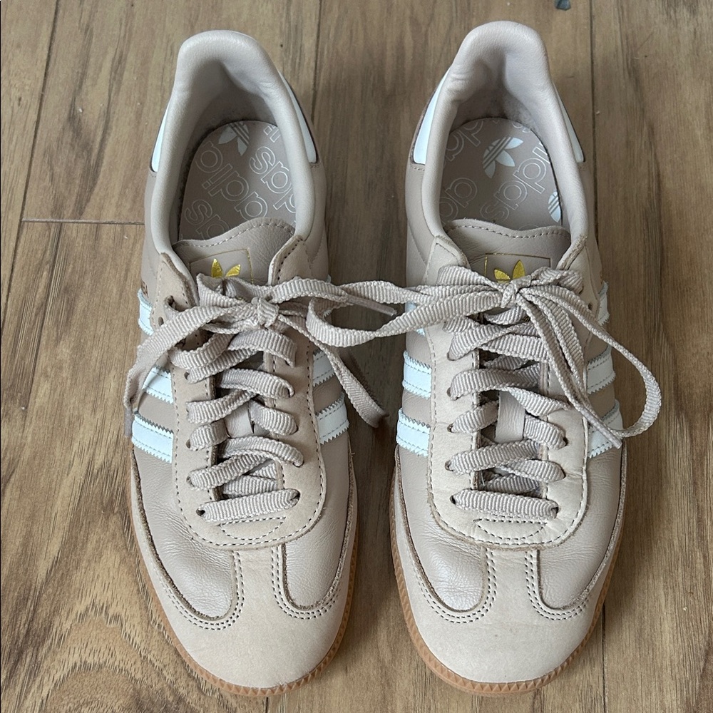 adidas Women's Tan and White Sneakers
